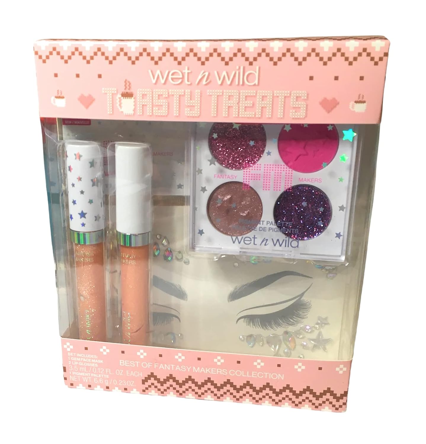 (1) Wet n Wild Toasty Treats Best of Fantasy Makers Makeup Collection- Includes 1 Gem Face Mask, 2 Lip Glosses and 1 Pigment Palette